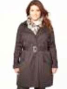 TRENCH COAT, BLACK, SIZE 4X, REMOVABLE HOOD, BELT, FRONT POCKETS, REMOVABLE LINI